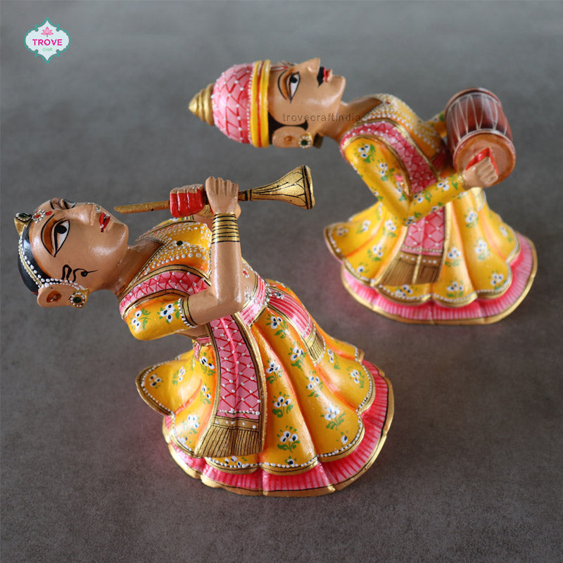 Set of 2 - Wall hanging Rajasthani Gangaur Musical Pairs