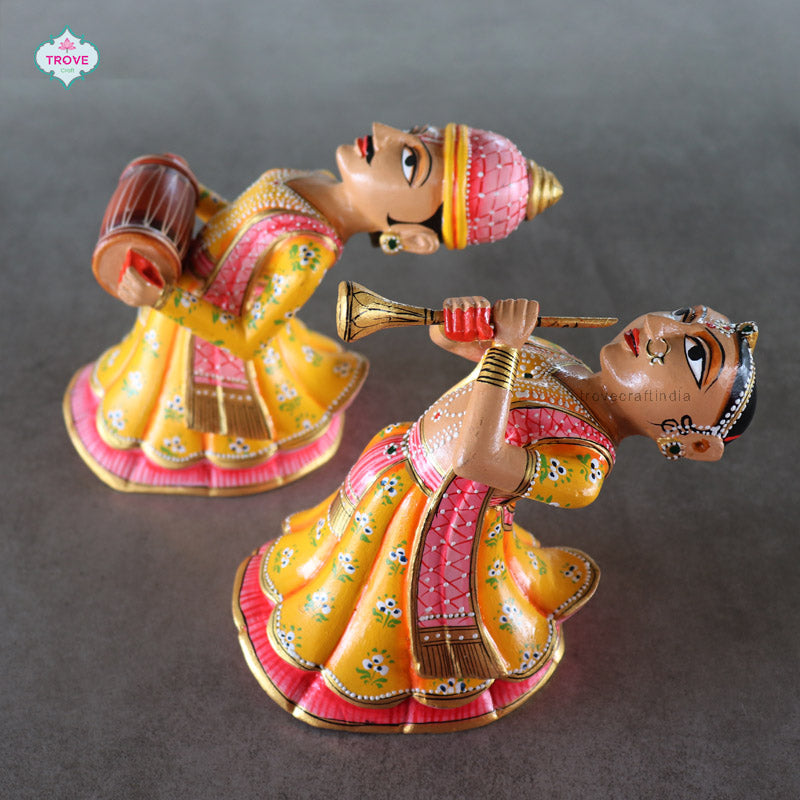 Set of 2 - Wall hanging Rajasthani Gangaur Musical Pairs