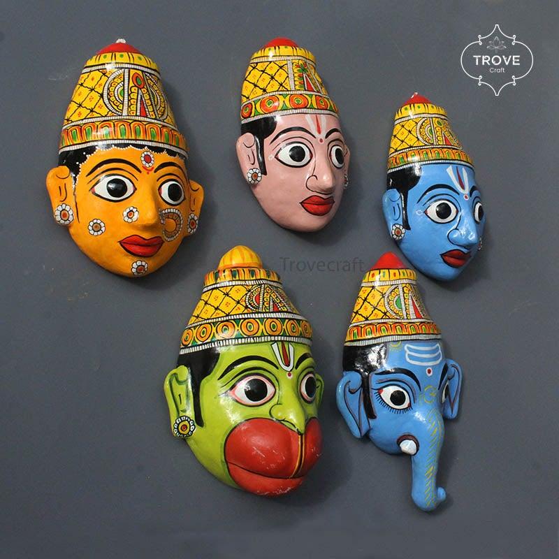 Cherial God wall masks- Set of 5 - Trove Craft India