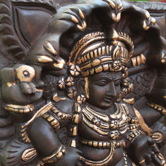 handpainted wooden vishnu idol